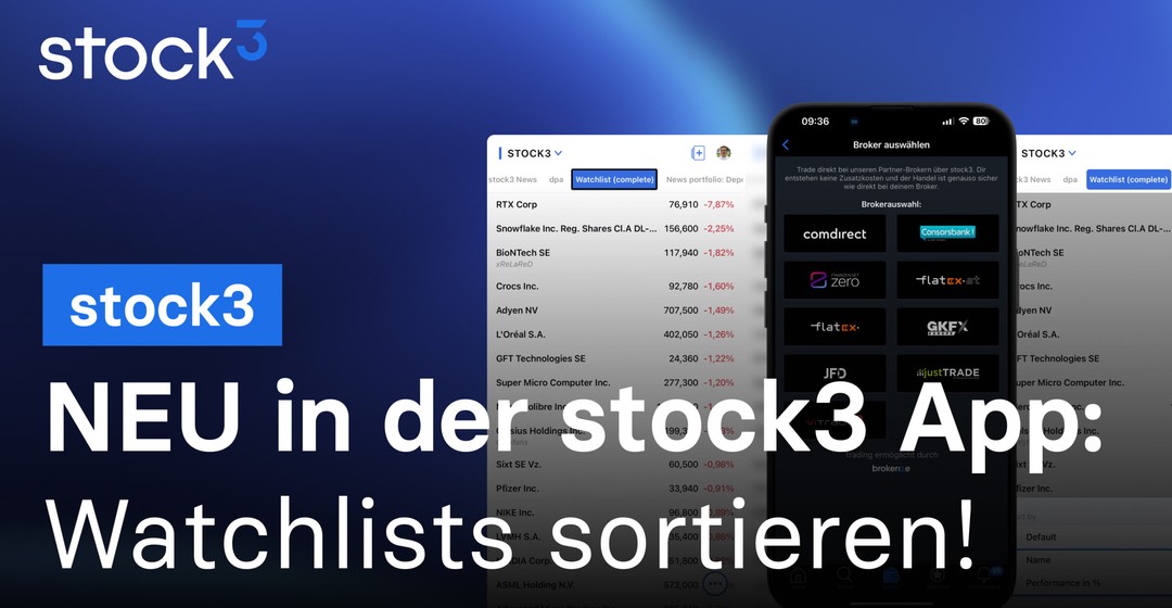 NEU: Watchlists sortieren (stock3 App | iOS-Version)