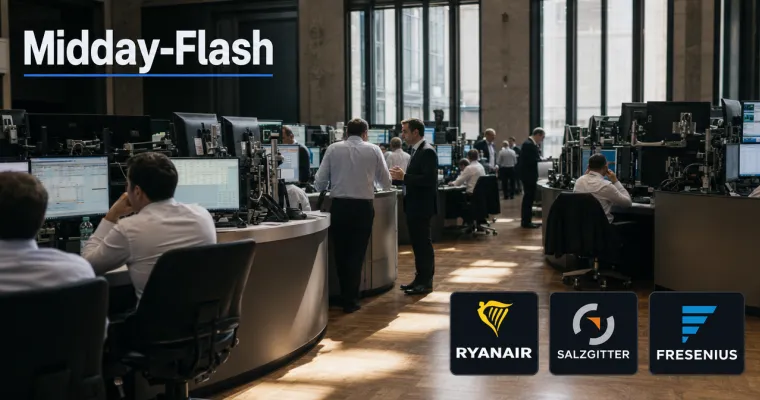 Midday-Flash: DAX legt zu – Ryanair-Ergebnis bremst Luftfahrtwerte