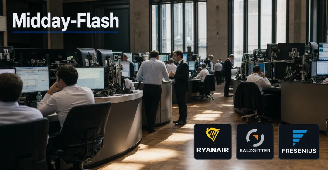 Midday-Flash: DAX legt zu – Ryanair-Ergebnis bremst Luftfahrtwerte