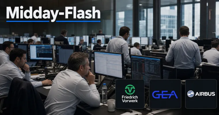 Midday-Flash: Airbus springt 6 % – Rückkauf und Prognose stützen