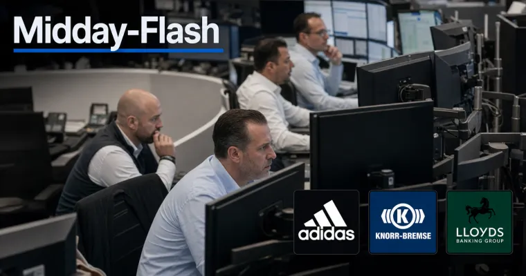 Midday-Flash: Adidas stürzt 17 % ab – DAX hält sich im Plus