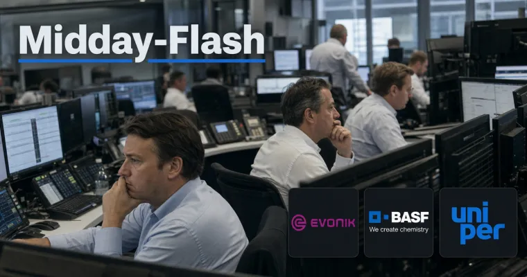 Teaserbild von Midday-Flash: Evonik lehnt BASF-Offerte über 22,15 EUR je Aktie ab