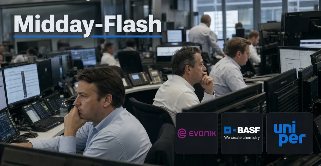 Teaserbild von Midday-Flash: Evonik lehnt BASF-Offerte über 22,15 EUR je Aktie ab
