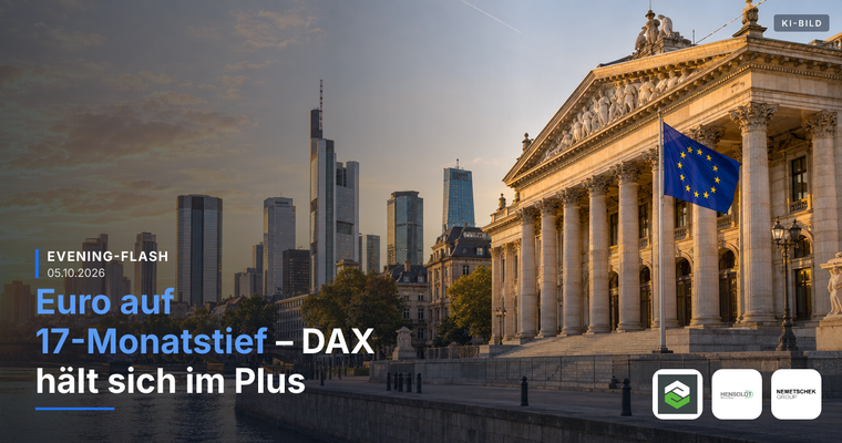 Teaserbild von Evening-Flash: Euro auf 17-Monatstief – DAX hält sich im Plus