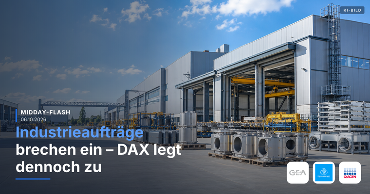 Teaserbild von Midday-Flash: Industrieaufträge brechen ein – DAX legt dennoch zu