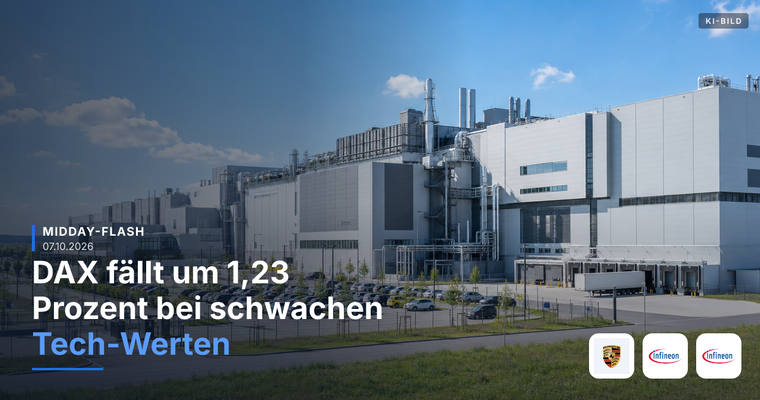 Teaserbild von Midday-Flash: DAX fällt um 1,23 Prozent bei schwachen Tech-Werten