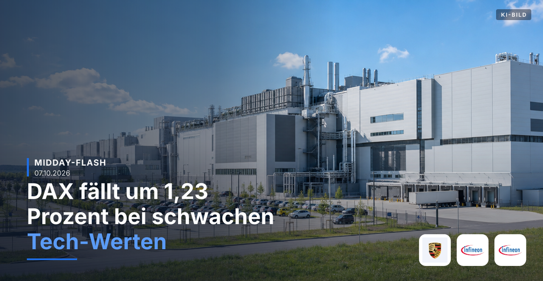 Teaserbild von Midday-Flash: DAX fällt um 1,23 Prozent bei schwachen Tech-Werten