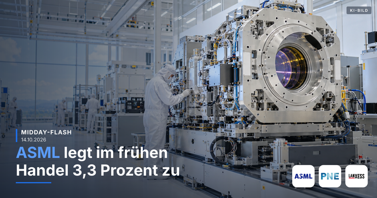Teaserbild von Midday-Flash: ASML legt im frühen Handel 3,3 % zu