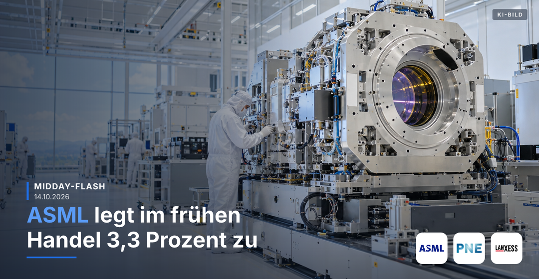 Teaserbild von Midday-Flash: ASML legt im frühen Handel 3,3 % zu