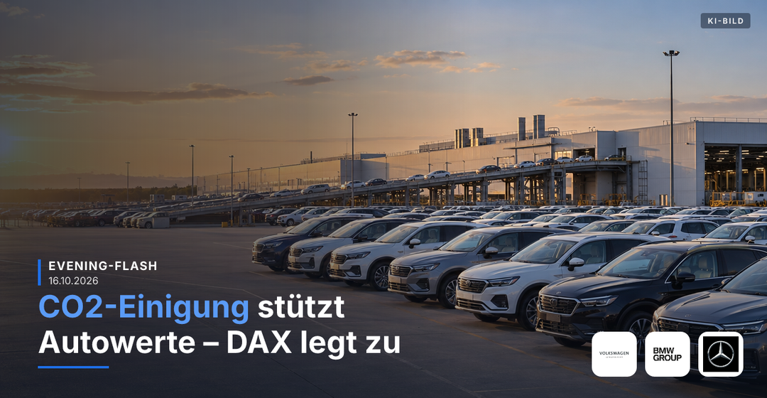 Teaserbild von Evening-Flash: CO2-Einigung stützt Autowerte – DAX legt zu