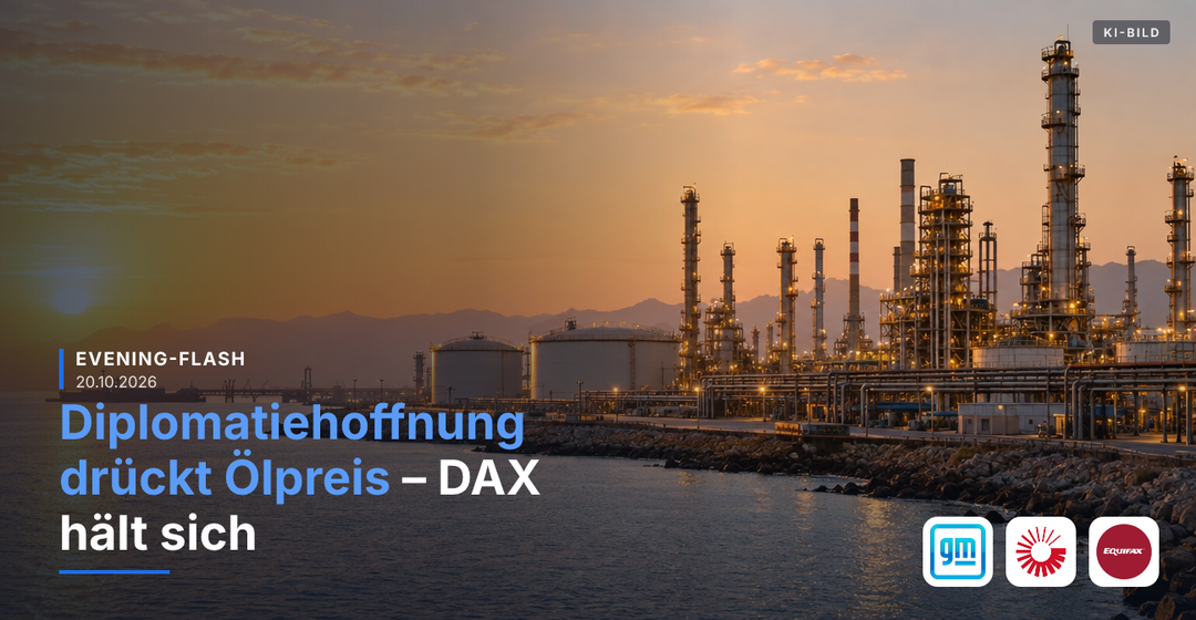 Teaserbild von Evening-Flash: Diplomatiehoffnung drückt Ölpreis – DAX hält sich
