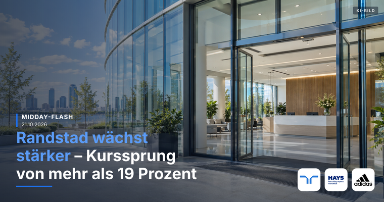 Teaserbild von Midday-Flash: Randstad wächst stärker – Kurssprung von mehr als 19 %