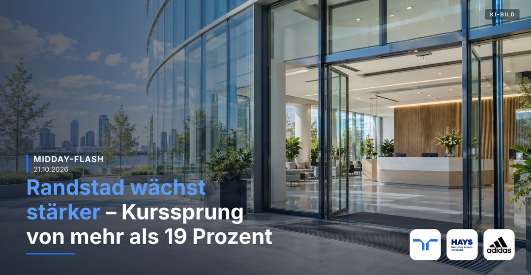 Teaserbild von Midday-Flash: Randstad wächst stärker – Kurssprung von mehr als 19 %