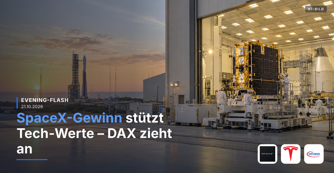 Teaserbild von Evening-Flash: SpaceX-Gewinn stützt Tech-Werte – DAX zieht an