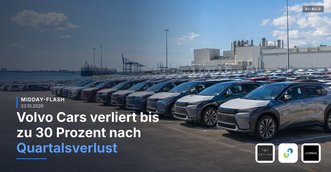 Teaserbild von Midday-Flash: Volvo Cars verliert bis zu 30 % nach Quartalsverlust