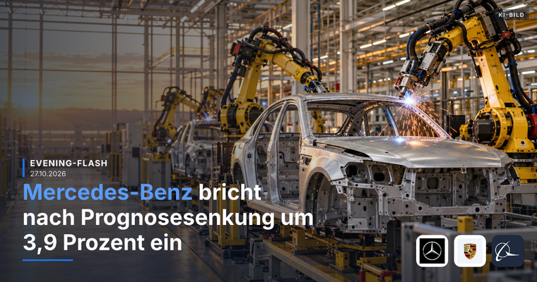 Teaserbild von Evening-Flash: Mercedes-Benz bricht nach Prognosesenkung um fast 4 % Prozent ein