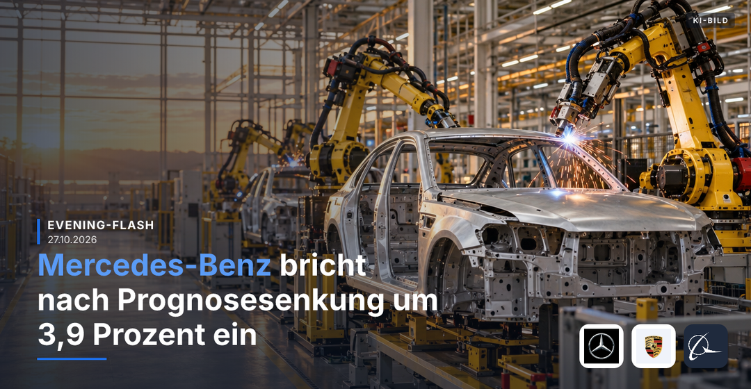 Teaserbild von Evening-Flash: Mercedes-Benz bricht nach Prognosesenkung um fast 4 % Prozent ein