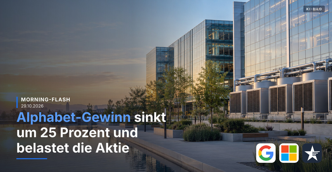 Teaserbild von Morning-Flash: Alphabet-Gewinn sinkt um 25 % und belastet die Aktie