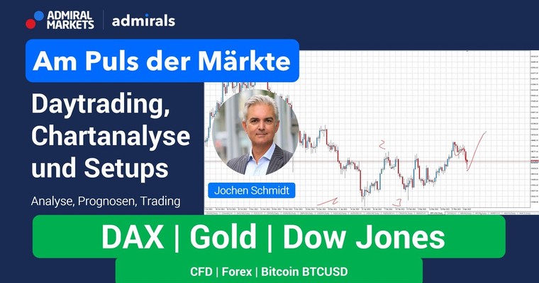 Am Puls der Märkte: DAX, Dow, Gold, Bitcoin | Chartanalyse live | Daytrading live | 07.04.2022