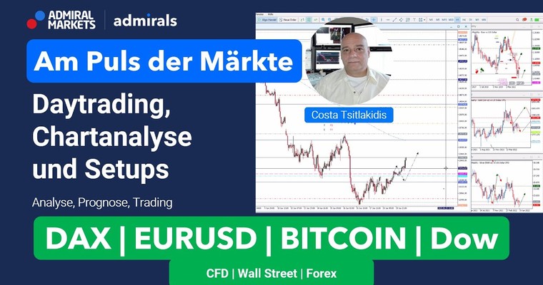 Am Puls der Märkte: DAX, DOW, Bitcoin | Chartanalyse live | Daytrading live | 19.07.2022