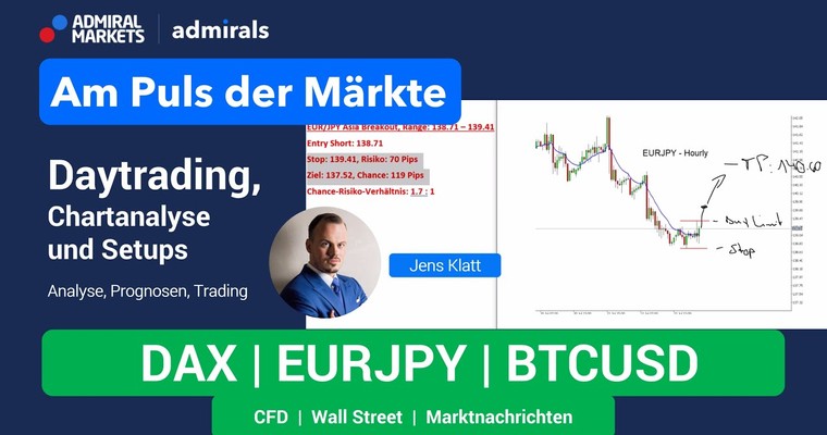 Am Puls der Märkte: DAX, EURJPY, Bitcoin | Chartanalyse live | Daytrading live | 25.07.2022
