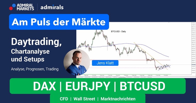 Am Puls der Märkte: DAX, EURJPY, Bitcoin | Chartanalyse live | Daytrading live | 08.08.2022