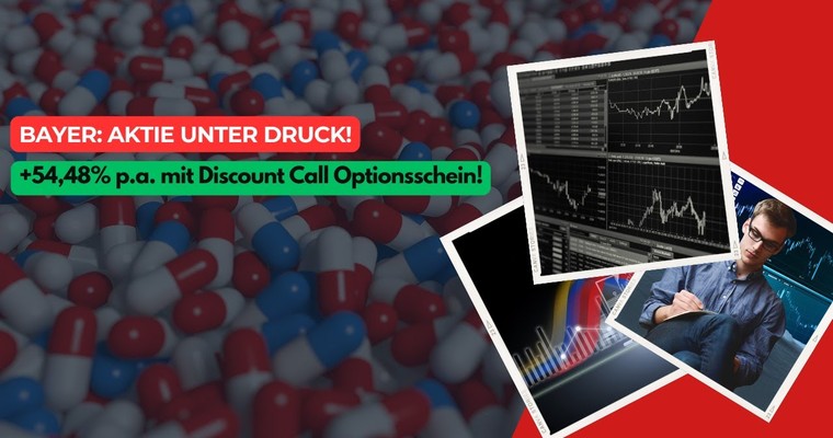 Bayer-Aktie unter Druck! +54,48 % p.a. mit Discount Call Optionsschein!