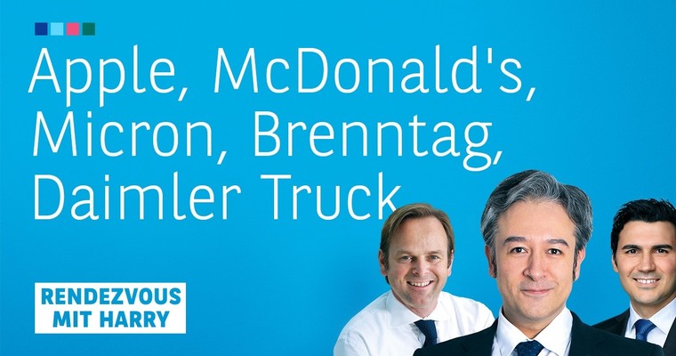 Videoteaser von Apple, McDonald‘s, Micron, Brenntag, Daimler Truck, Robinhood - Charttechnik mit Harald Weygand