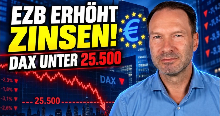 Videoteaser von EZB erhöht die Zinsen: DAX bricht 25.500 – Nasdaq vor 29.000!